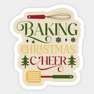 Baking Christmas cheer; xmas; christmas; baking; bake; baker; cook; cooking; cooks; love; Christmas sweater; cheer; kitchen; gingerbread men; Sticker